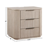 Henry Reeded 3-Drawer Nightstand with USB & Electric Outlets, Tan Finish from Steve Silver - Luna Furniture