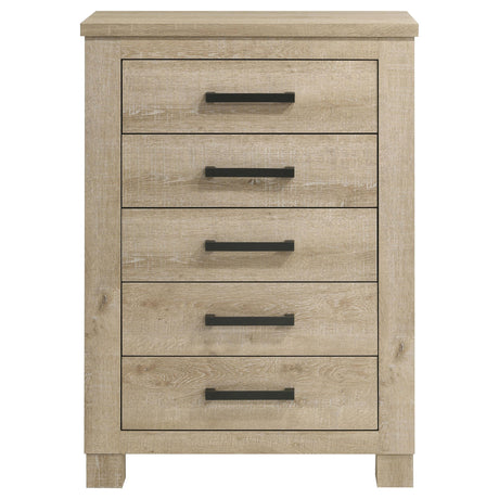 Oakglen Weathered Oak 5-Drawer Chest from Coaster - Luna Furniture