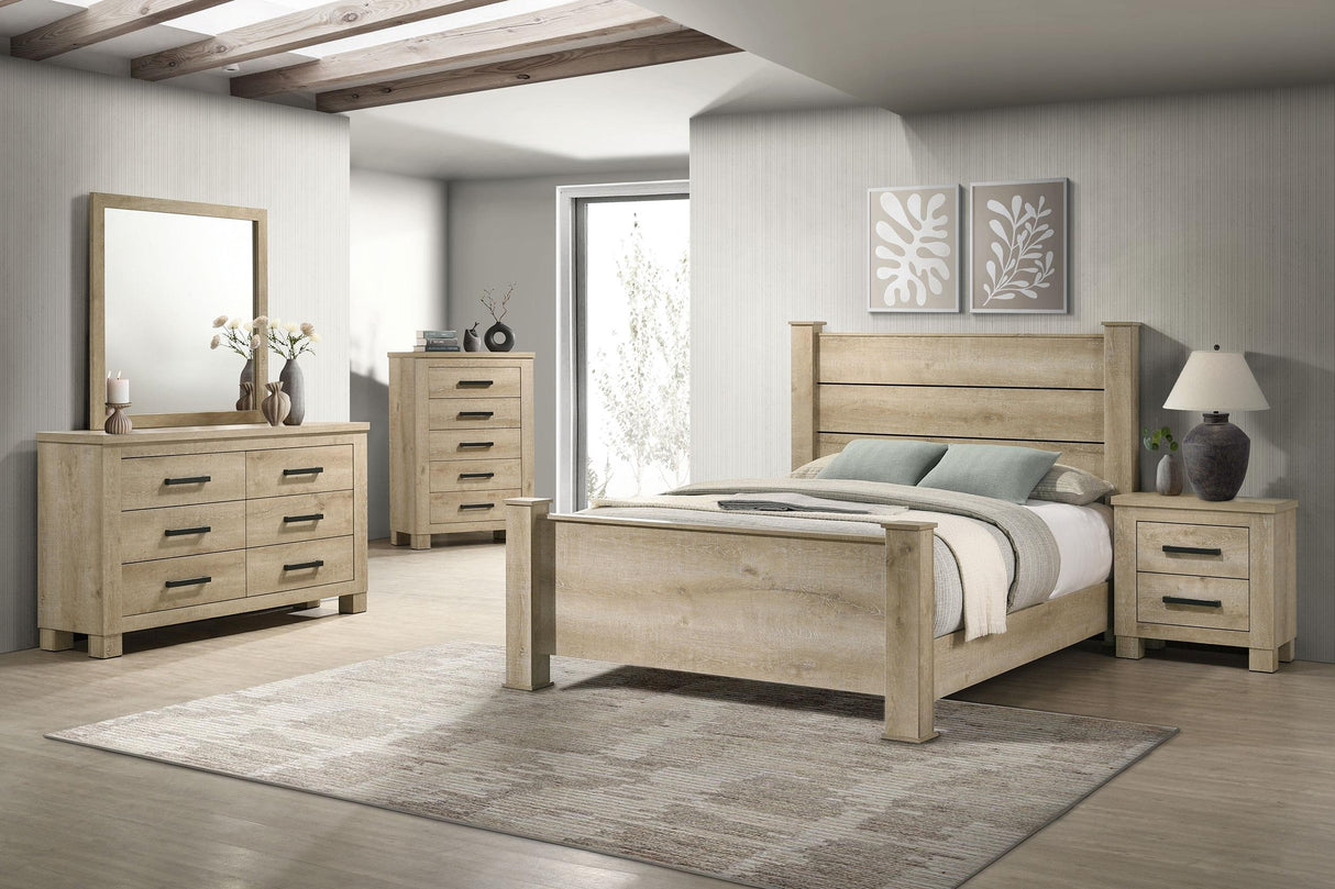 Oakglen Weathered Oak 55-inch Eastern King Panel Bed from Coaster - Luna Furniture