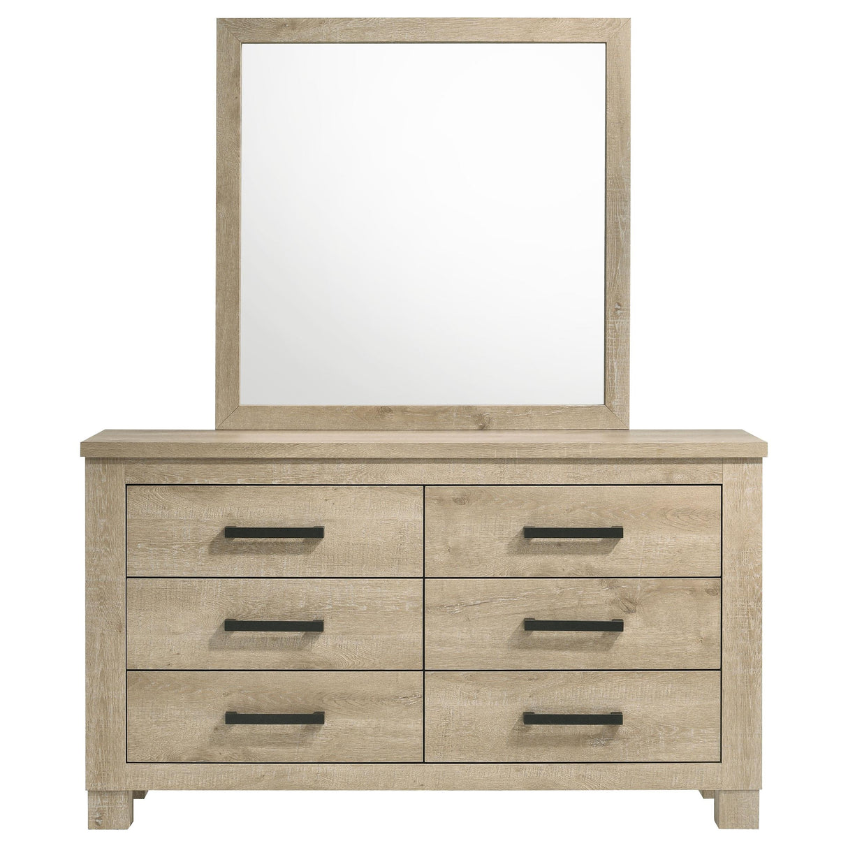 Oakglen Weathered Oak 6-Drawer Bedroom Dresser and Mirror from Coaster - Luna Furniture