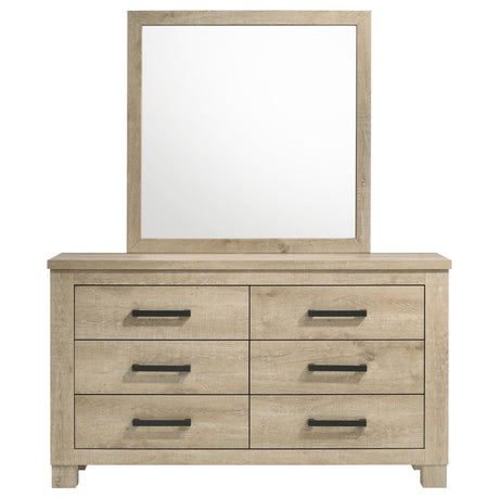 Oakglen Weathered Oak 6-Drawer Bedroom Dresser and Mirror from Coaster - Luna Furniture