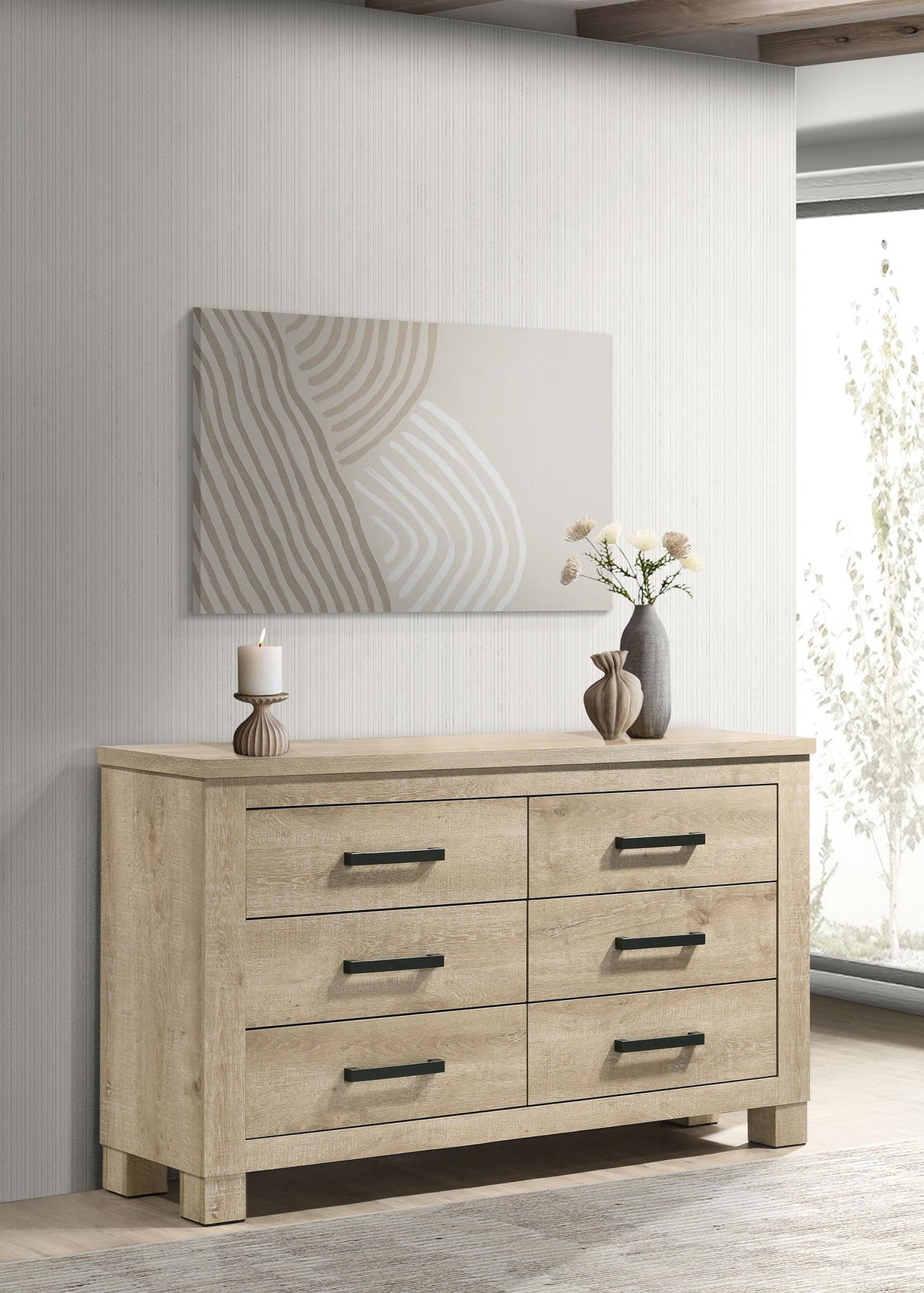 Oakglen Weathered Oak 6-Drawer Bedroom Dresser from Coaster - Luna Furniture