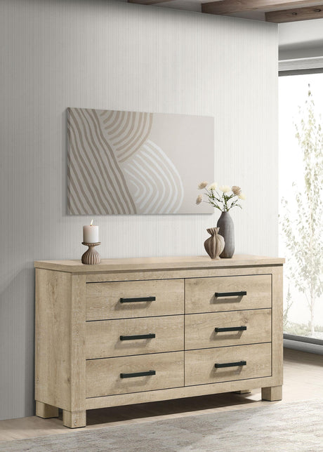 Oakglen Weathered Oak 6-Drawer Bedroom Dresser from Coaster - Luna Furniture