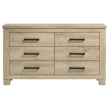 Oakglen Weathered Oak 6-Drawer Bedroom Dresser from Coaster - Luna Furniture