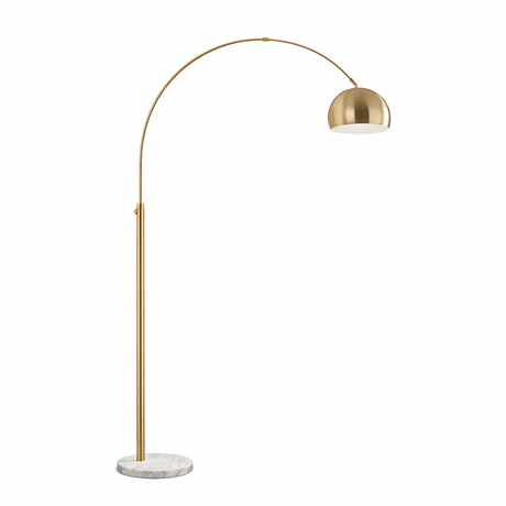 Oasis Long Arm Gold Brass Adjustable Floor Lamp with Round White Marble Base from Ashcroft Furniture - Luna Furniture