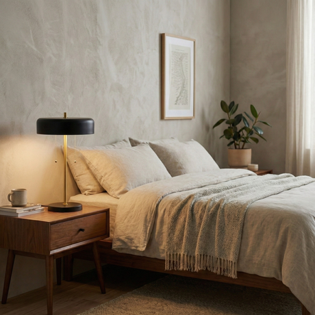 Obni Table Lamp with Black outer and White inner from Ashcroft Furniture - Luna Furniture