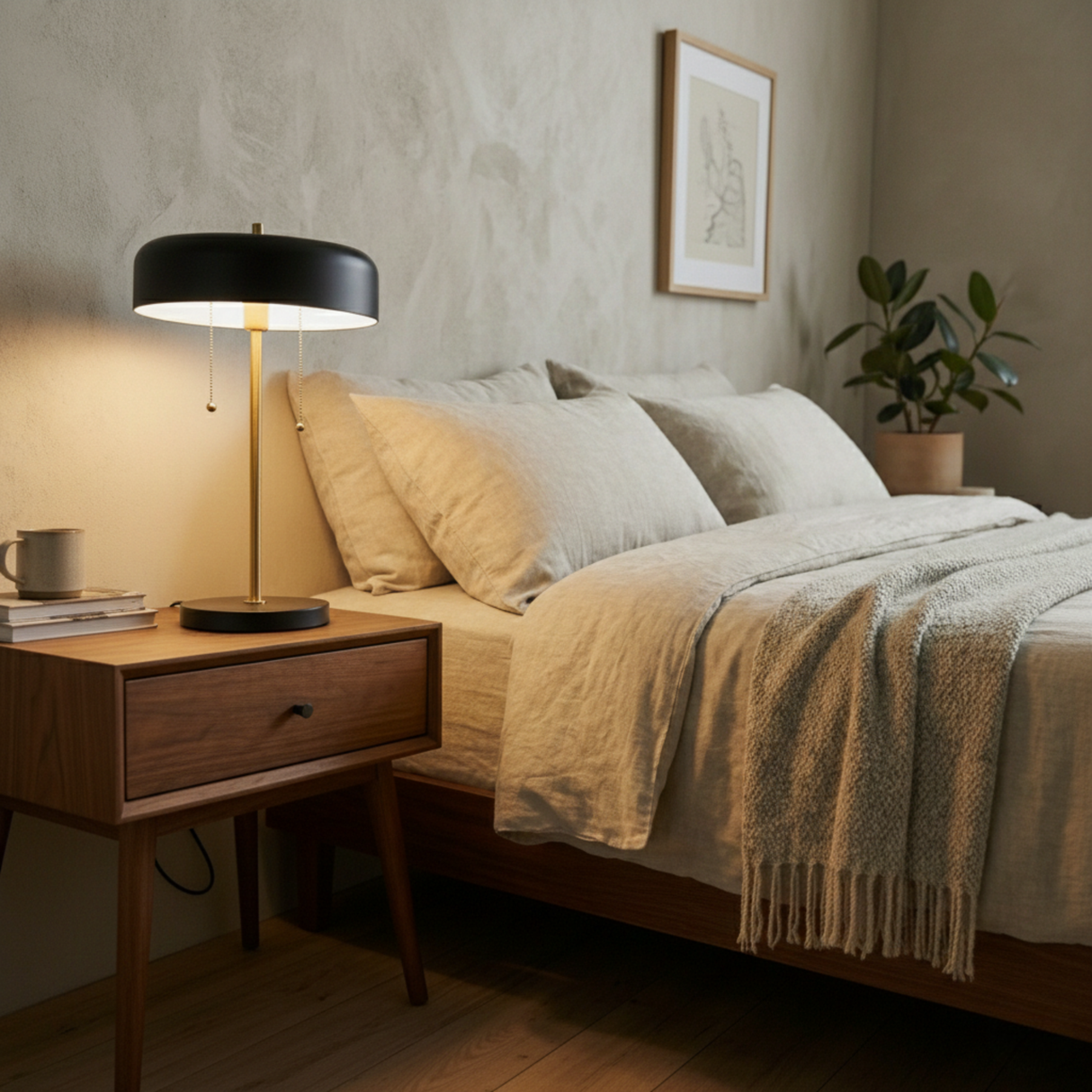 Obni Table Lamp with Black outer and White inner from Ashcroft Furniture - Luna Furniture