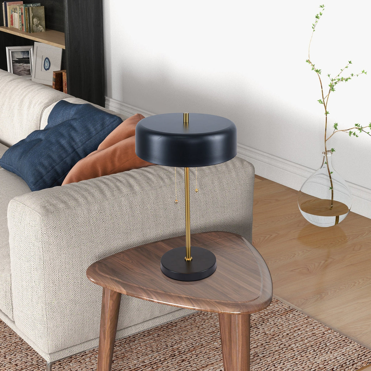 Obni Table Lamp with Black outer and White inner from Ashcroft Furniture - Luna Furniture