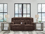 Observation Chocolate Power Reclining Loveseat with Console from Ashley - Luna Furniture
