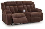 Observation Chocolate Power Reclining Loveseat with Console from Ashley - Luna Furniture