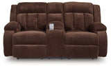 Observation Chocolate Power Reclining Loveseat with Console from Ashley - Luna Furniture