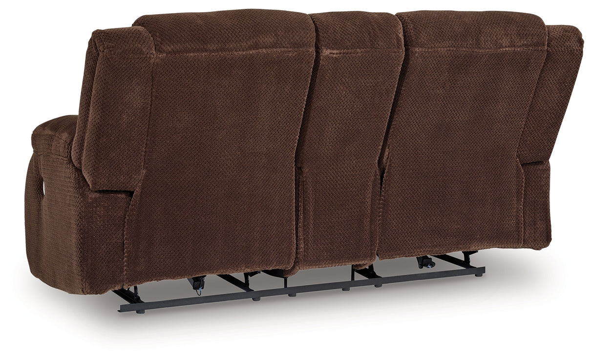 Observation Chocolate Power Reclining Loveseat with Console from Ashley - Luna Furniture