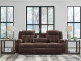 Observation Chocolate Power Reclining Sofa with Drop Down Table from Ashley - Luna Furniture