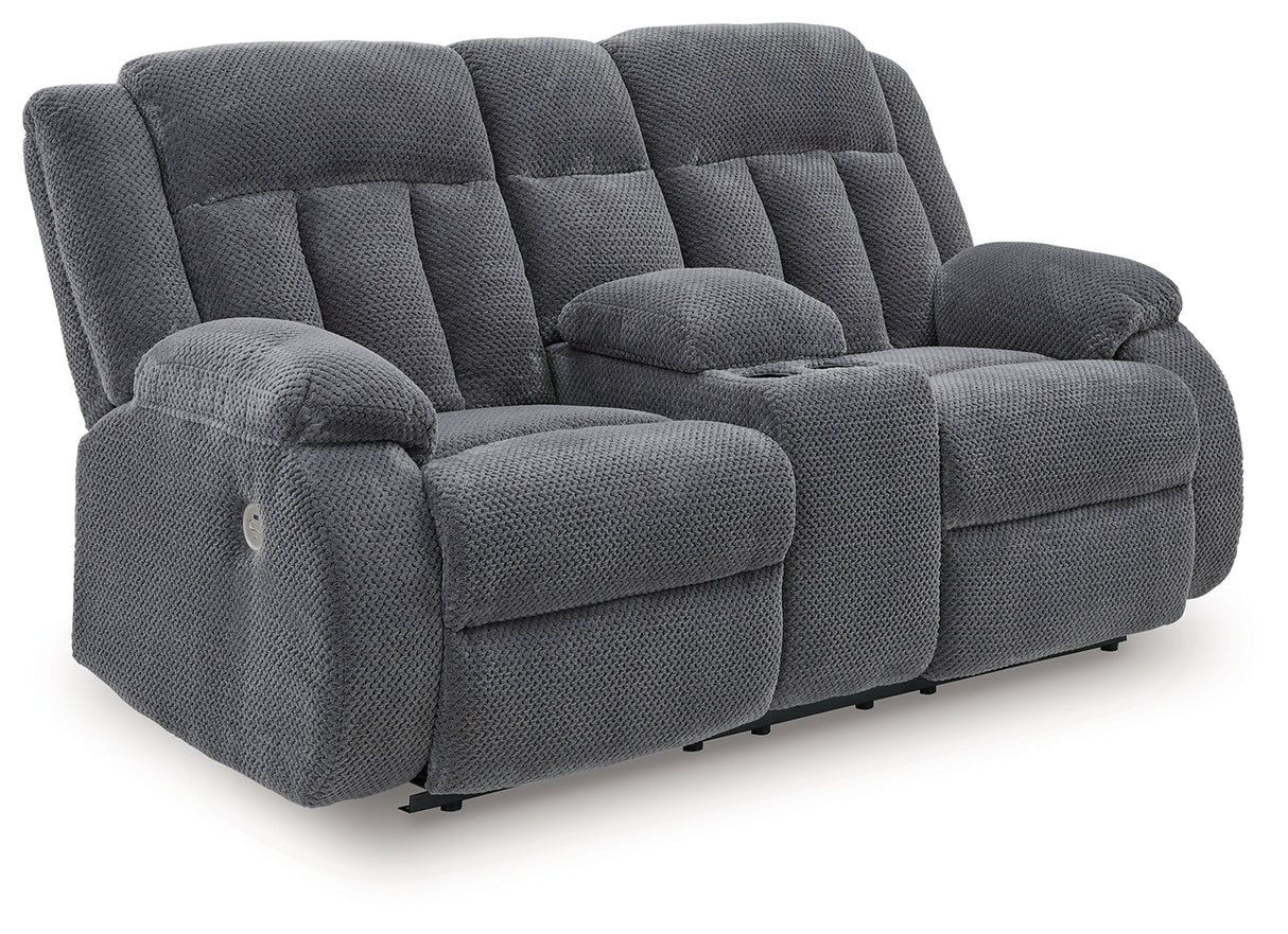Observation Steel Power Reclining Loveseat with Console from Ashley - Luna Furniture