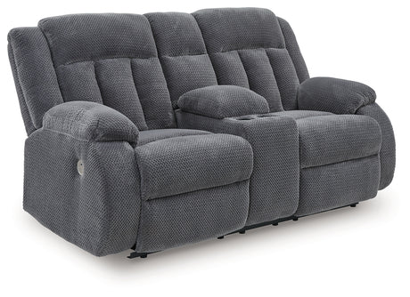 Observation Steel Power Reclining Loveseat with Console from Ashley - Luna Furniture