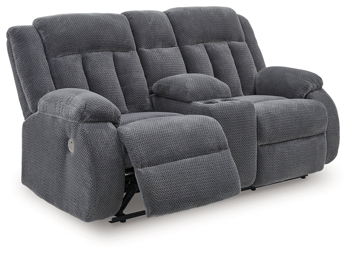 Observation Steel Power Reclining Loveseat with Console from Ashley - Luna Furniture