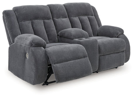 Observation Steel Power Reclining Loveseat with Console from Ashley - Luna Furniture