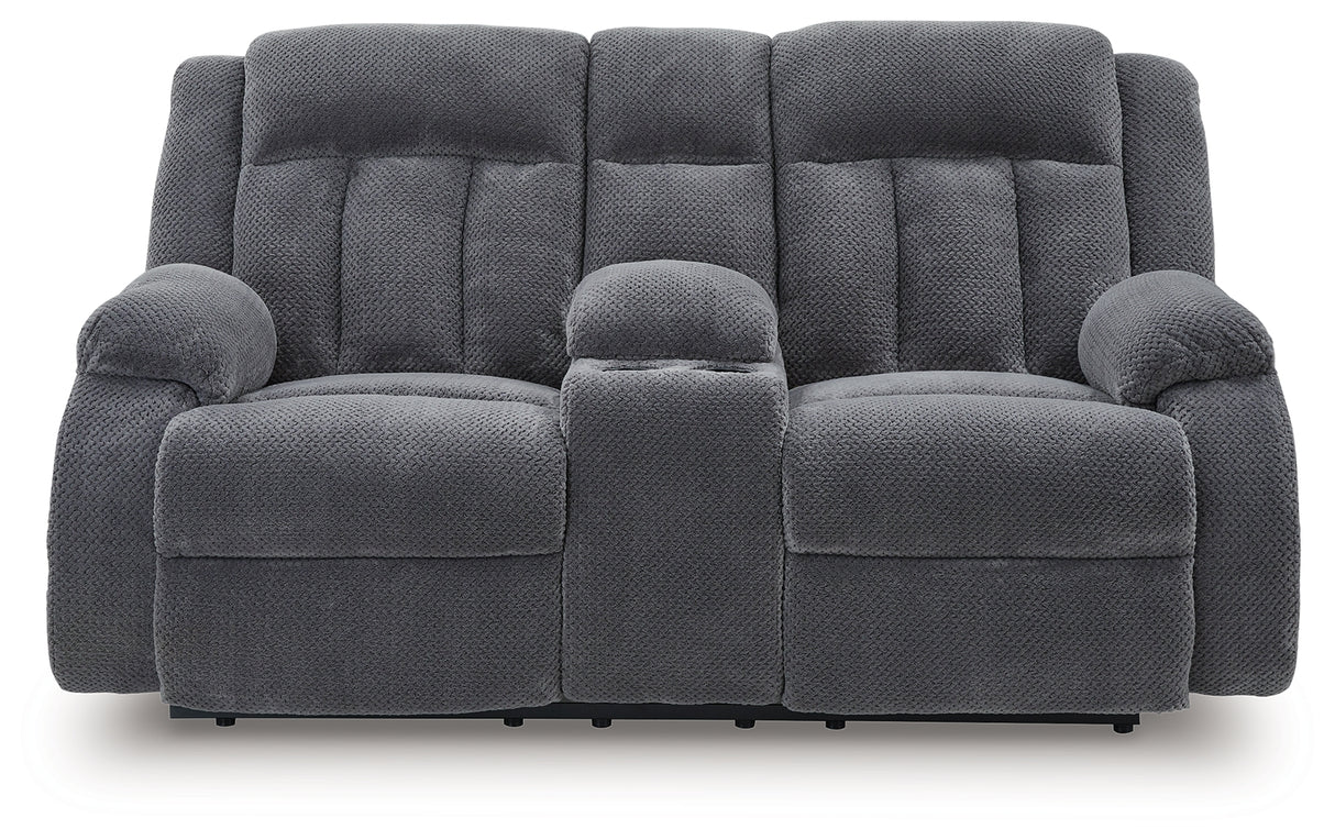 Observation Steel Power Reclining Loveseat with Console from Ashley - Luna Furniture