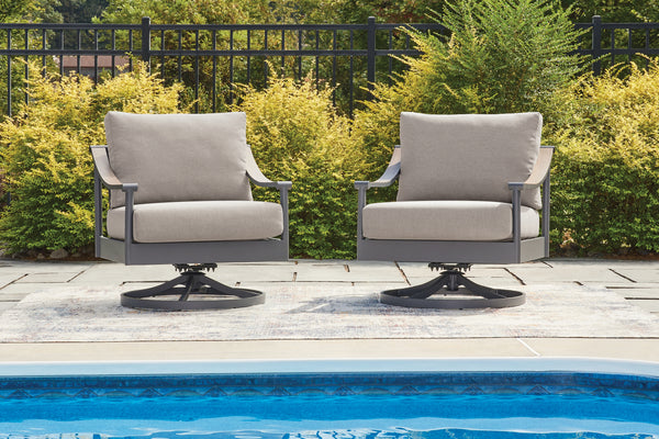 Ocean Beach Gray Outdoor Swivel Lounge with Cushion