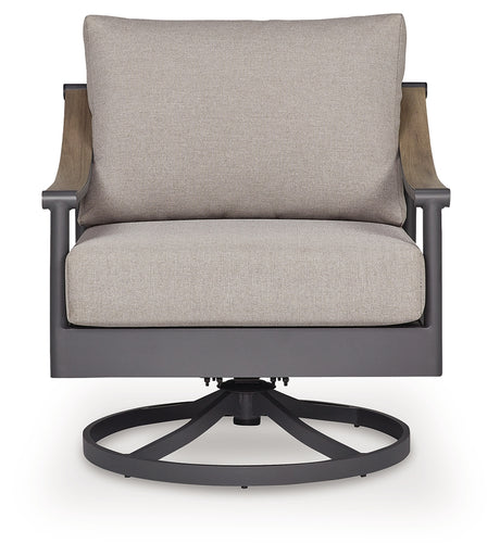 Ocean Beach Gray Outdoor Swivel Lounge with Cushion from Ashley - Luna Furniture