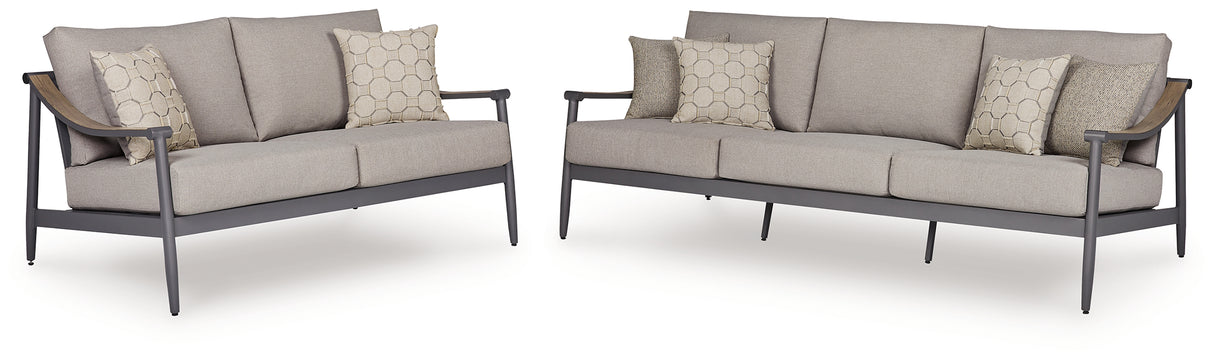 Ocean Beach Outdoor Sofa and Loveseat in Gray from Ashley - Luna Furniture
