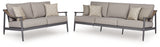 Ocean Beach Outdoor Sofa and Loveseat in Gray from Ashley - Luna Furniture