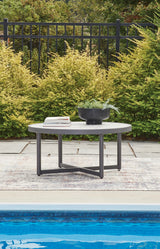 Ocean Beach Outdoor Sofa and Loveseat with Coffee Table in Gray from Ashley Furniture - Luna Furniture
