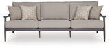 Ocean Beach Outdoor Sofa with 2 Lounge Chairs in Gray from Ashley - Luna Furniture
