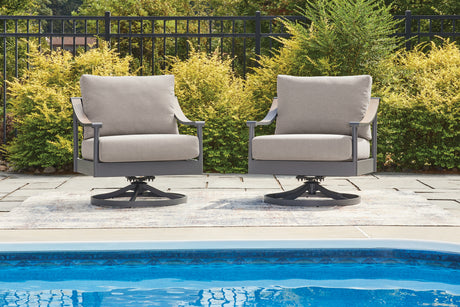 Ocean Beach Outdoor Sofa with 2 Lounge Chairs in Gray from Ashley Furniture - Luna Furniture