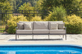 Ocean Beach Outdoor Sofa with 2 Lounge Chairs in Gray from Ashley - Luna Furniture