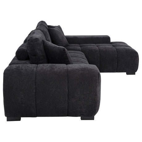 Octavia Black Fabric Upholstered Track Arm Sectional Sofa from Coaster - Luna Furniture