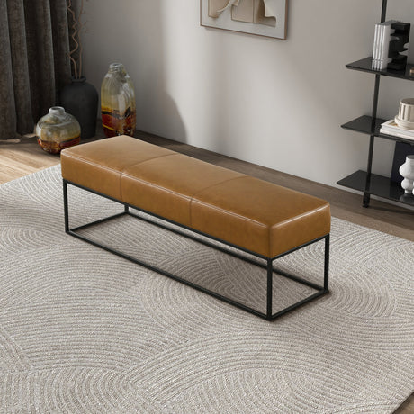 Odessa Tan Leather Bench from Ashcroft Furniture - Luna Furniture