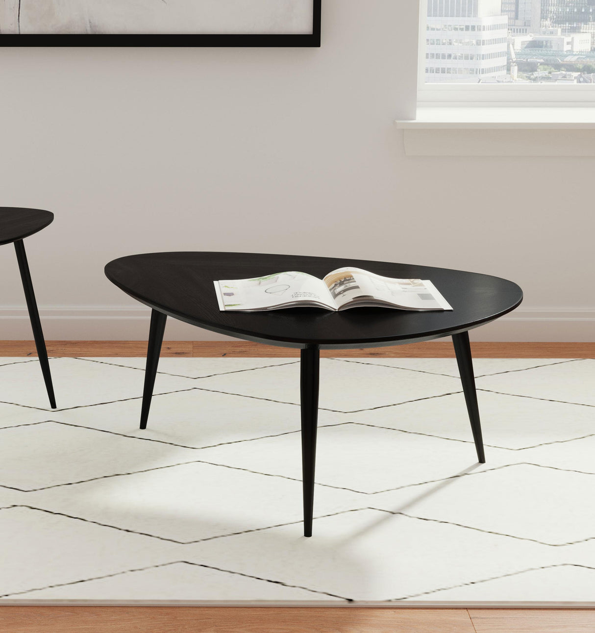Odessa Black Triangular Solid Wood Coffee Table from Coaster - Luna Furniture