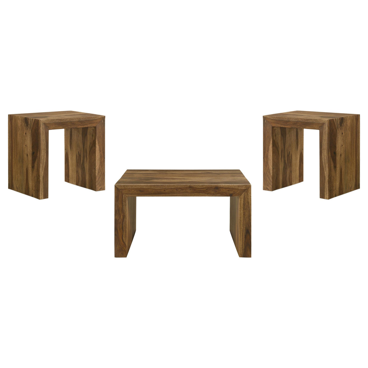 Odilia Auburn 3-Piece Solid Wood Coffee and End Table Set from Coaster - Luna Furniture
