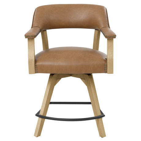 Rylie Natural/Camel Vegan Leather 24″ Counter Captains Chair, Set of 2 from Steve Silver - Luna Furniture