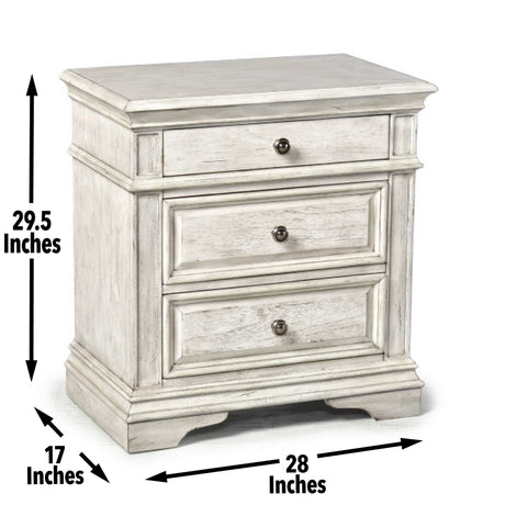 Highland Park Cathedral White 4-Piece King Bedroom Set (King Bed/DR/MR/NS) from Steve Silver - Luna Furniture