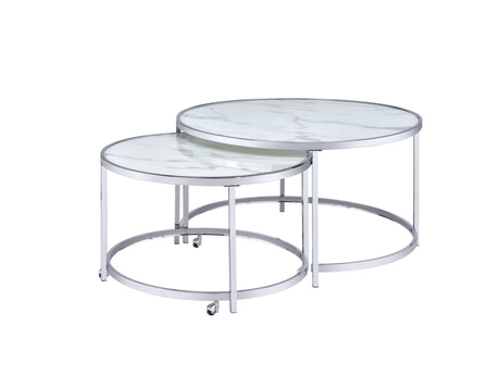 Rayne Nesting Cocktail Table, White from Steve Silver - Luna Furniture