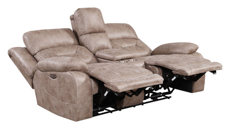 Aria Desert Sand Dual-Power Reclining Console Loveseat from Steve Silver - Luna Furniture