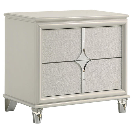Olivia Pearl White 2-Drawer Nightstand from Coaster - Luna Furniture