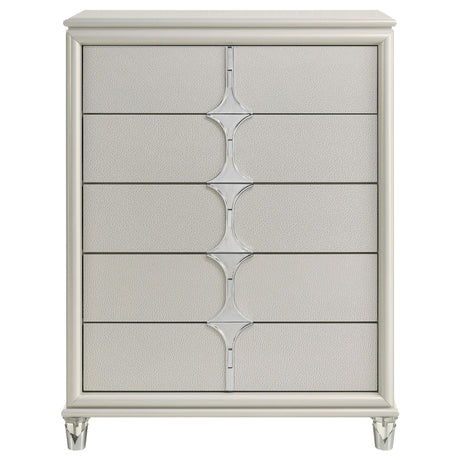 Olivia Pearl White 5-Drawer Bedroom Chest from Coaster - Luna Furniture