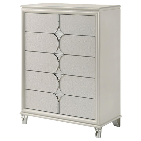 Olivia Pearl White 5-Drawer Bedroom Chest from Coaster - Luna Furniture