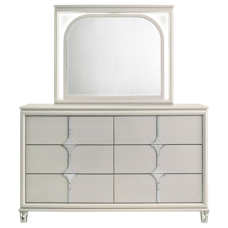 Olivia Pearl White 6-Drawer Dresser and LED Mirror from Coaster - Luna Furniture