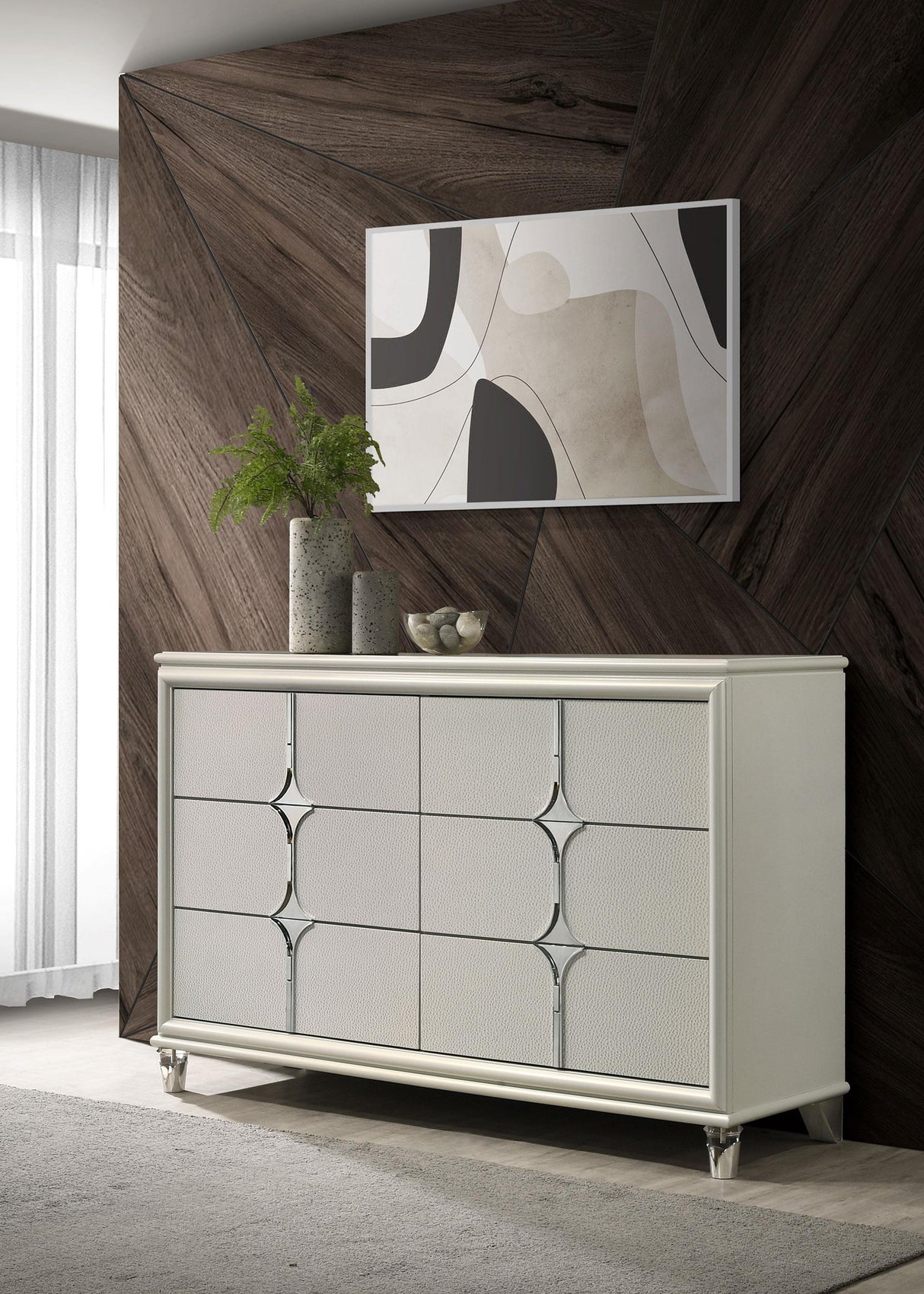 Olivia Pearl White 6-Drawer Dresser from Coaster - Luna Furniture