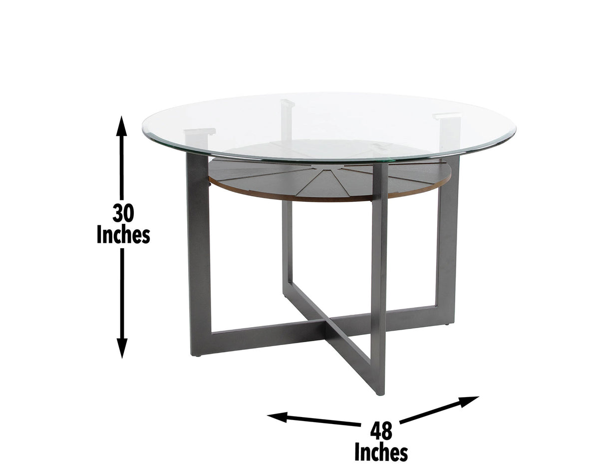Olson 48 inch Round Glass Top Dining Table from Steve Silver - Luna Furniture