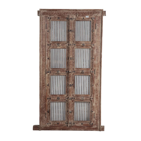 Carved Wood Door with Frame and Iron Rod, 2 Piece from Home Trends & Design - Luna Furniture