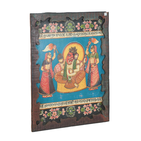 Wooden And Iron Painted Ganesha Panel