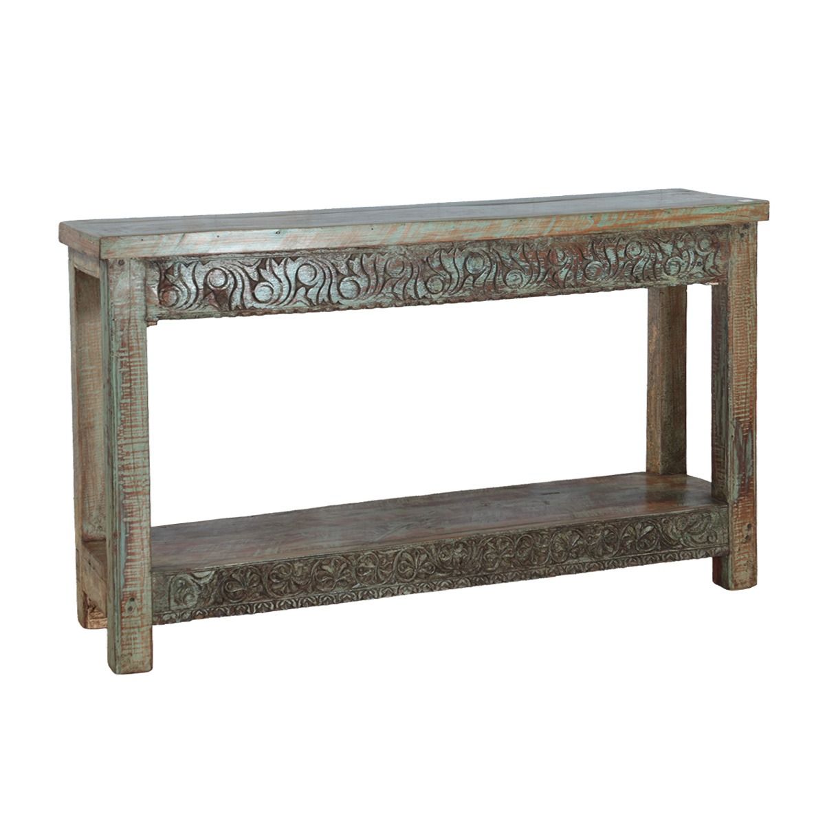 Wooden Console Table With Carved Detailing and Bottom Shelf from Home Trends & Design - Luna Furniture