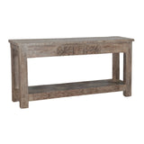 Hand Carved Wooden Console Table With Bottom Shelf from Home Trends & Design - Luna Furniture