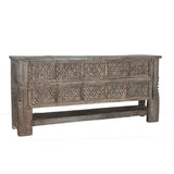 Carved Solid Wood Console Table With Bottom Shelf from Home Trends & Design - Luna Furniture