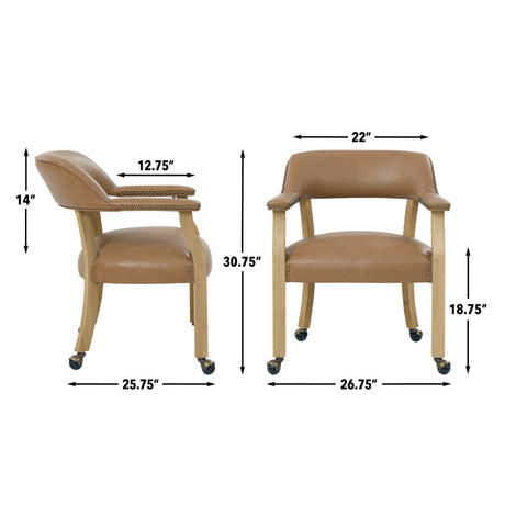 Rylie Natural/Camel Vegan Leather Captains Chair, Set of 2 from Steve Silver - Luna Furniture